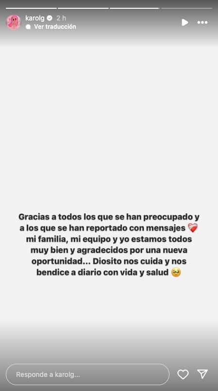 Karol G se reporta y envía mensaje tras el aterrizaje de emergencia que vivió en su avión privado