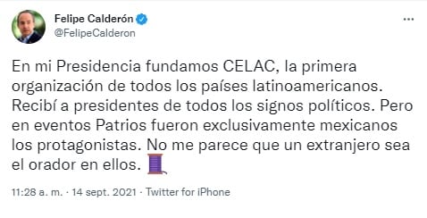 Felipe Calderón expresa su rechazo a que Miguel Díaz-Canel sea orador