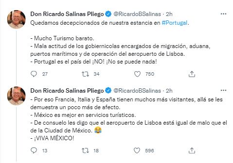 Ricardo Salinas Pliego arremete contra aeropuerto de Portugal; le llama "central avionera"