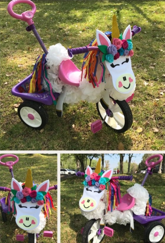Triciclo decorado para desfile de primavera