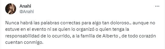 Anahí, integrante de RBD, se pronuncia sobre la muerte de Alberto Clavijo.