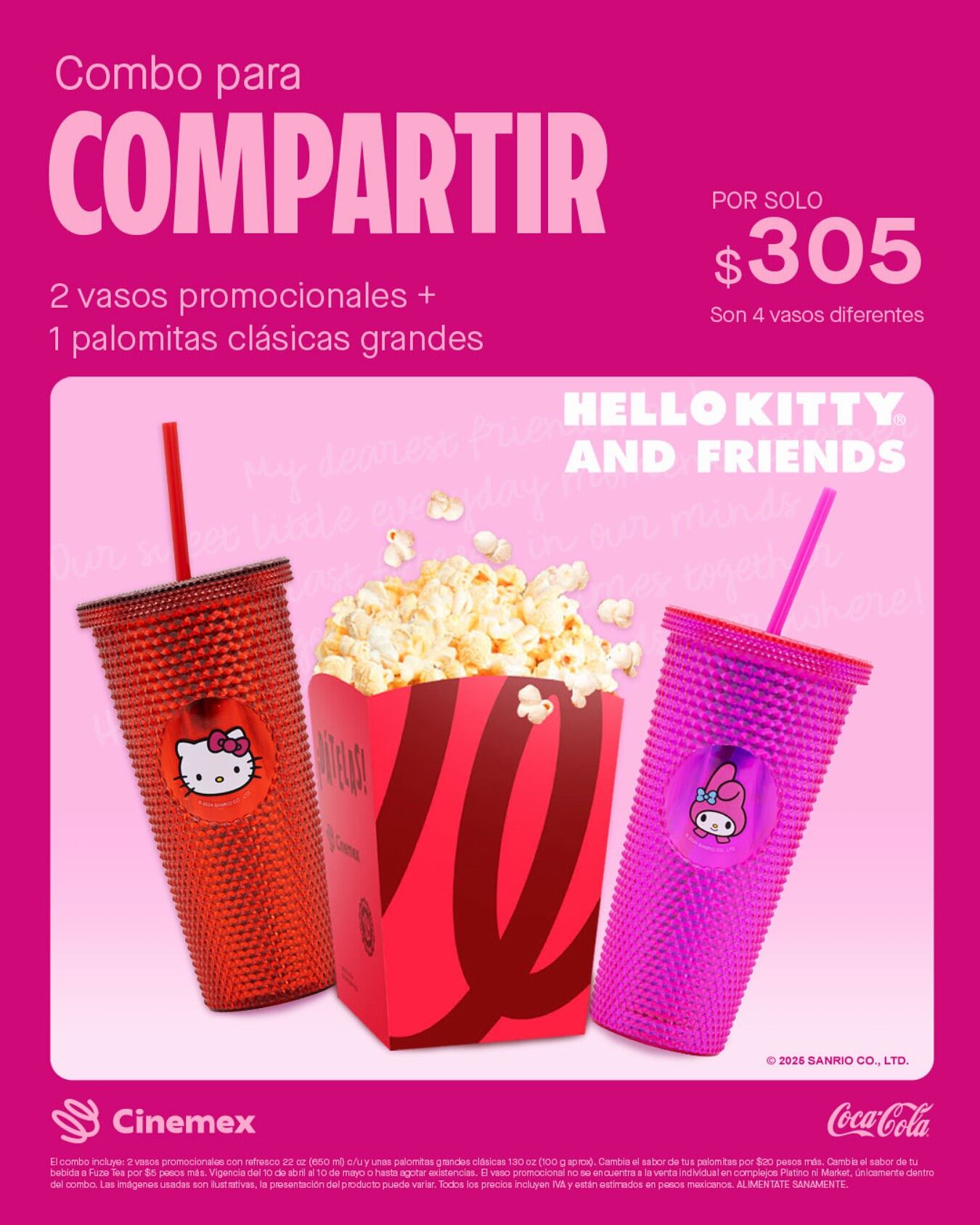 Vasos de Hello Kitty en Cinemex