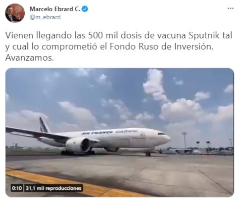 Tuit de Marcelo Ebrard.