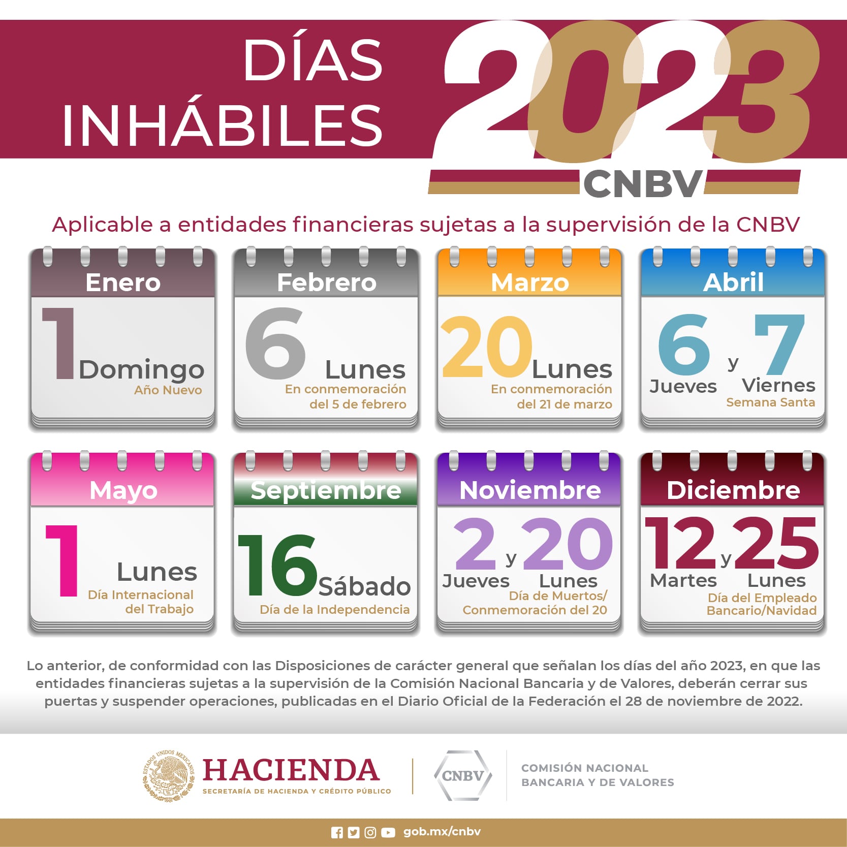 Calendario CNBV 2023