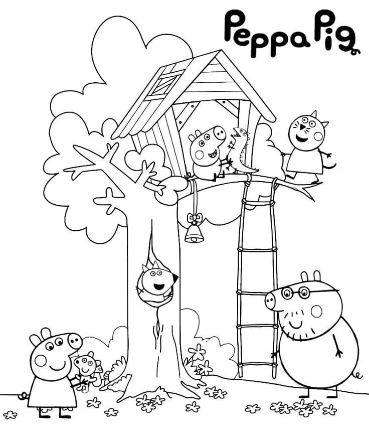 Dibujos de Peppa Pig en primavera para colorear