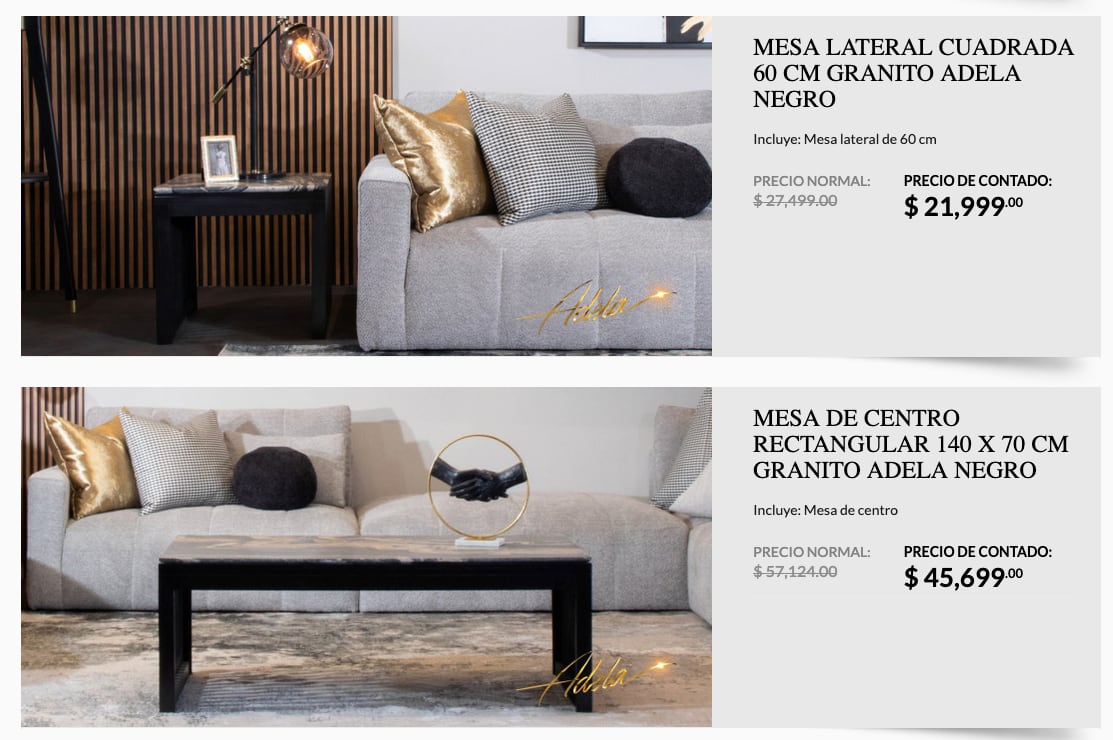 Precio de los muebles de Adela Micha Home x Casa de las Lomas.