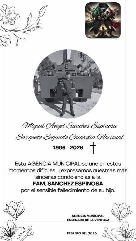 Muere en operativo contra en CJNG, Miguel Ángel Sánchez Espinosa. Sargento segundo de la Guardia Nacional