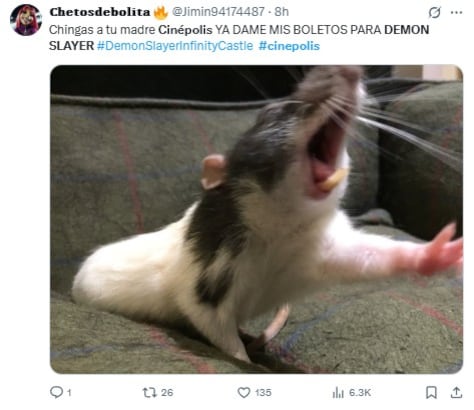 Memes enojado con Cinépolis por Demon Slayer: El Castillo del Infinito