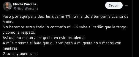 Nicola Porcella aclara que su fandom no es agresivo.
