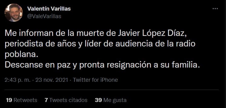 Pésame Valentín Varillas