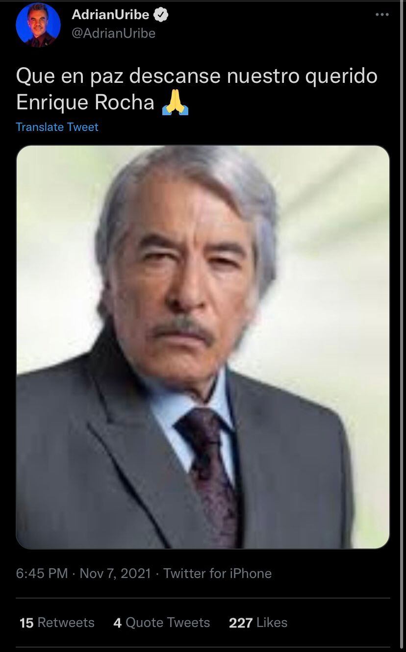 Adrián Uribe reacciona a muerte de Enrique Rocha