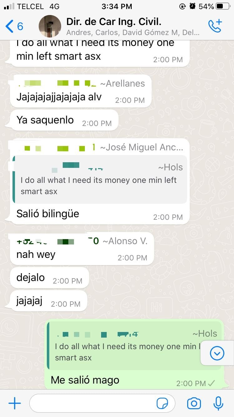 Extorsión en chat de WhatsApp