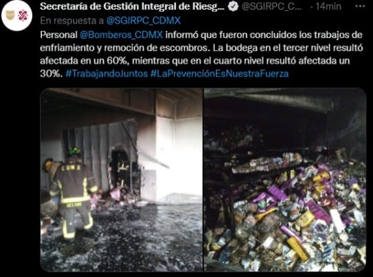 Incendio en Plaza Volcán en alcaldía Cuauhtémoc