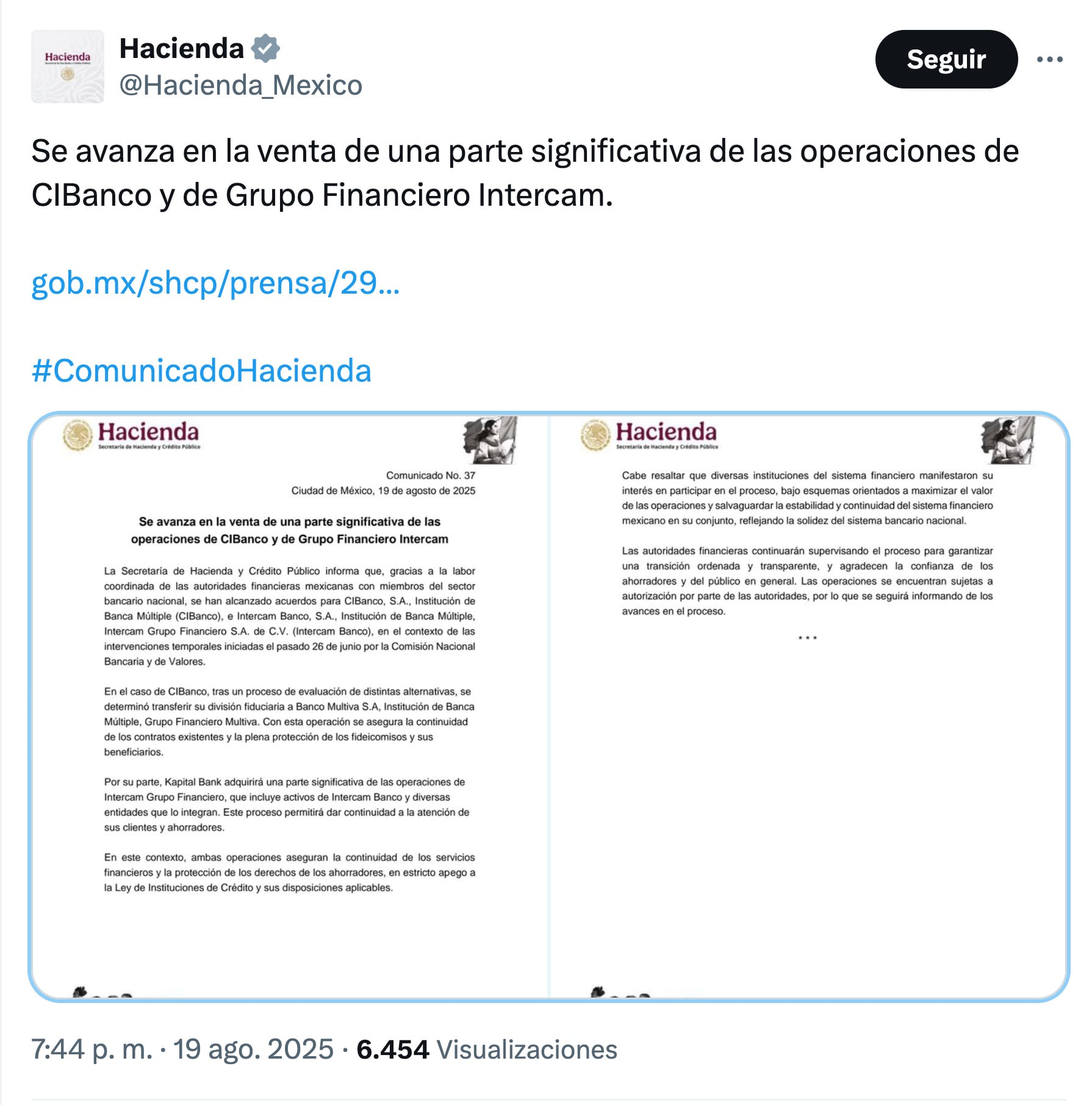 Intercam sobre caso de lavado de dinero