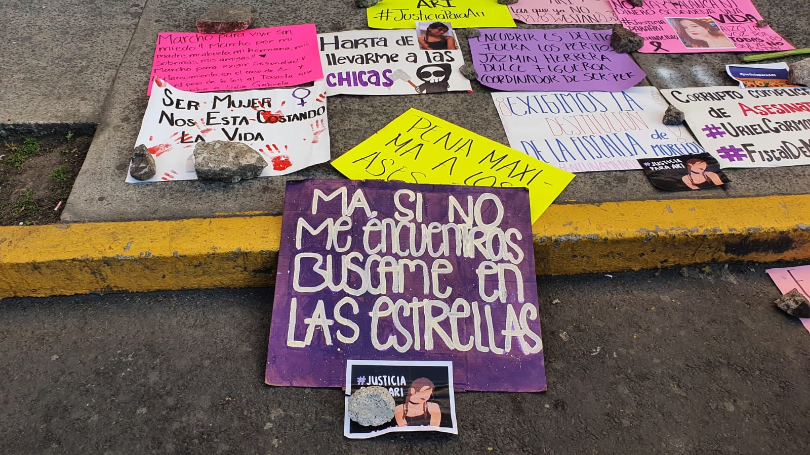 Carteles que llevaron amigas de Ariadna