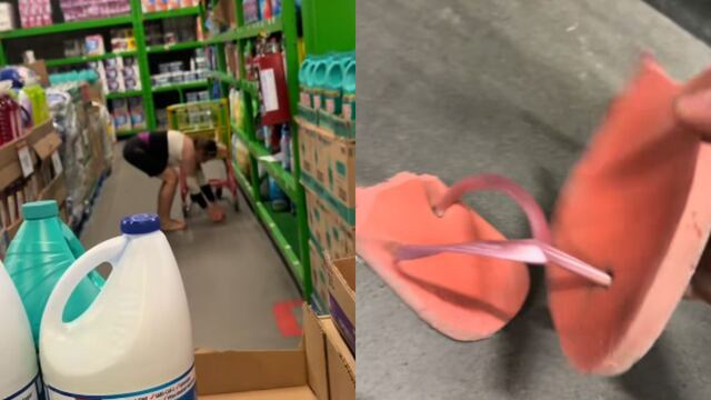 VIDEO: Le pega la chancla al suelo en un Bodega Aurrera