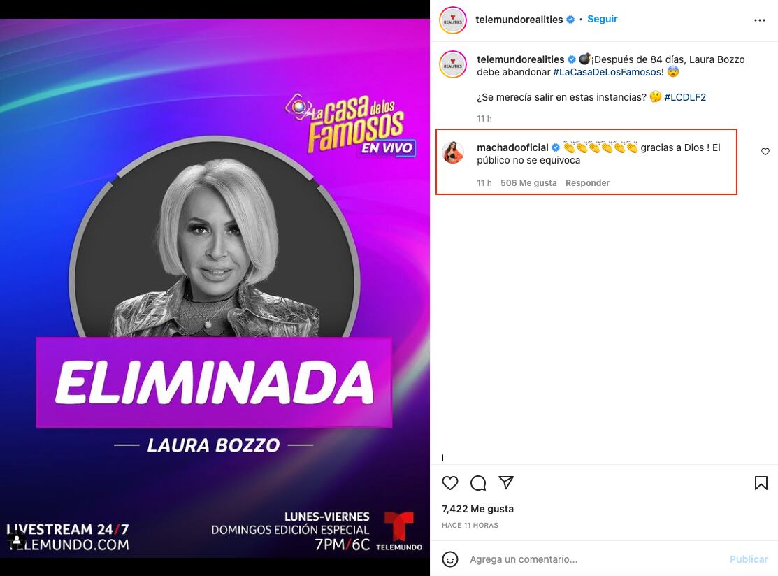 Alicia Machado festeja salida de Laura Bozzo