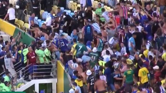 Los aficionados de Argentina y Brasil armaron una campal en las gradas previo al encuentro.