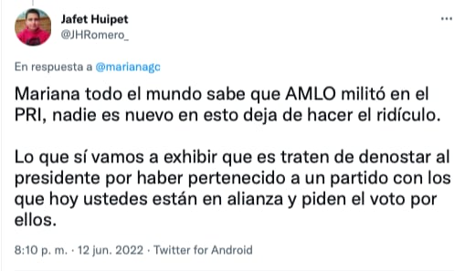 críticas a Mariana Gómez del Campo/captura de pantalla de Twitter