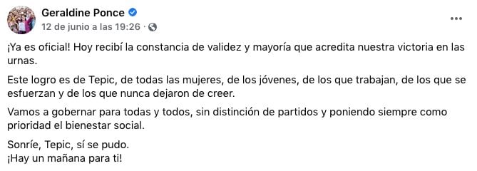 Publicación de Geraldine Ponce