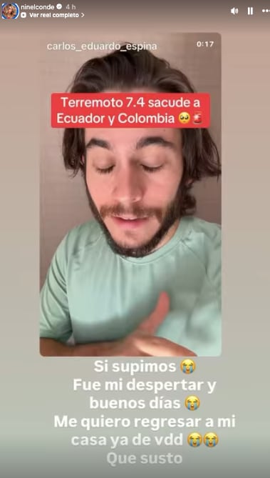 Ninel Conde angustiada tras sismo en Colombia