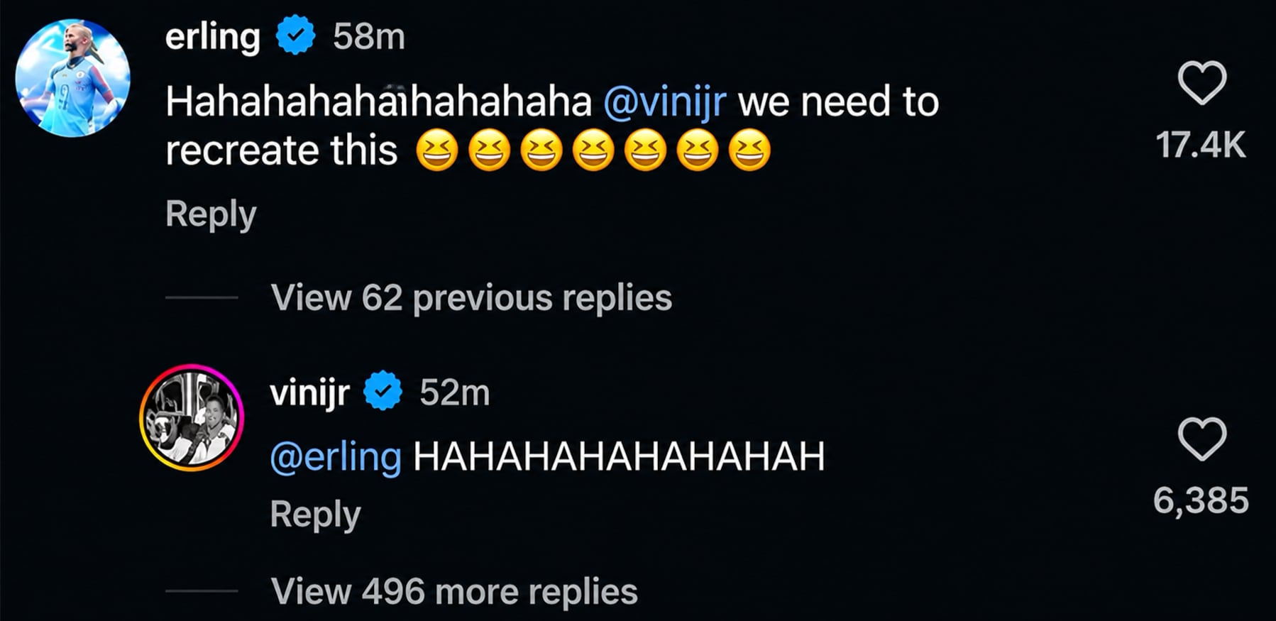 Erling Haaland pide a Vinicius Jr recrear el meme de ¿...Y dónde están las rubias?