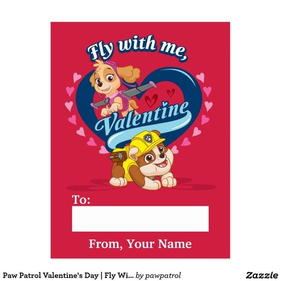 Carta Paw Patrol para San Valentín