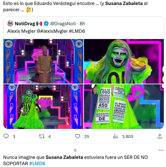 Usuarios no soportan comentarios de Susana Zabaleta en La Más Draga 6.