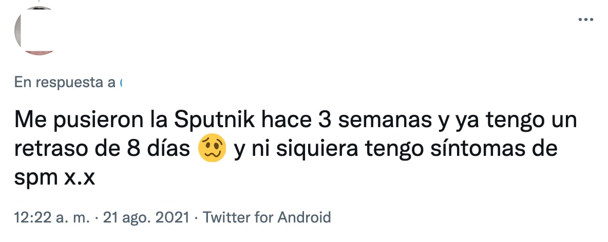 Tuit vacuna Covid-19 y menstruación
