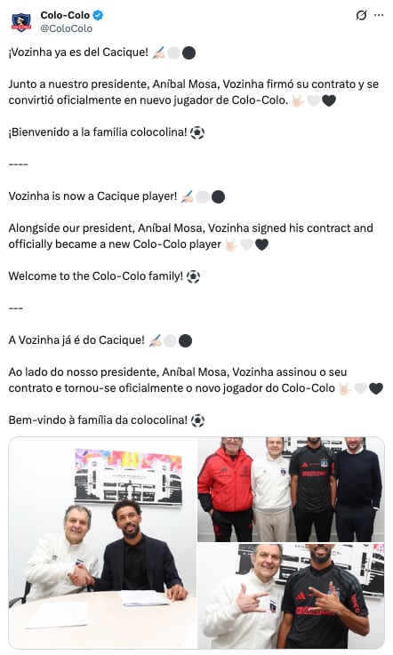 Vozinha ya firmó con el Colo-Colo