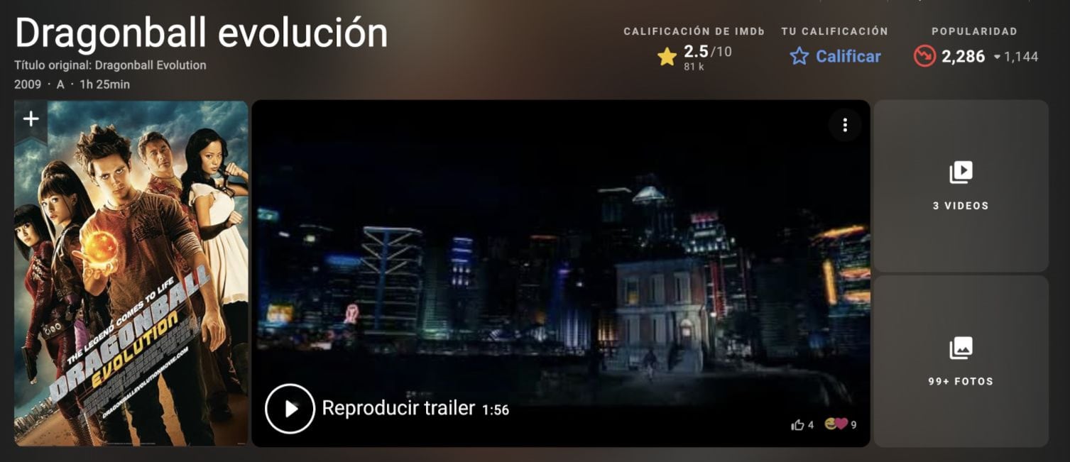 Dragon Ball Evolution en IMDb