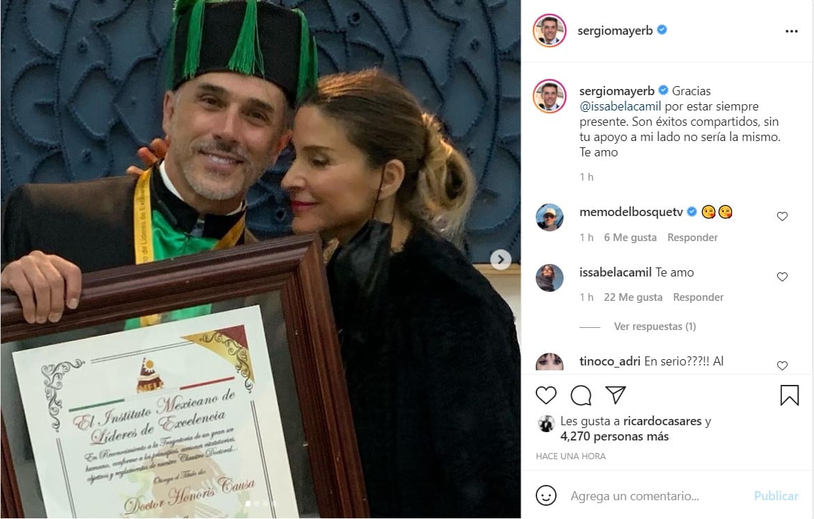Publicación de Sergio Mayer en Instagram