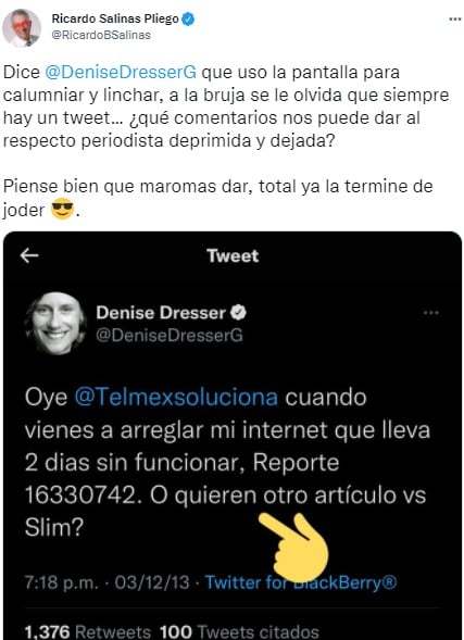 Ricardo Salinas Pliego muestra prueba contra Denise Dresser