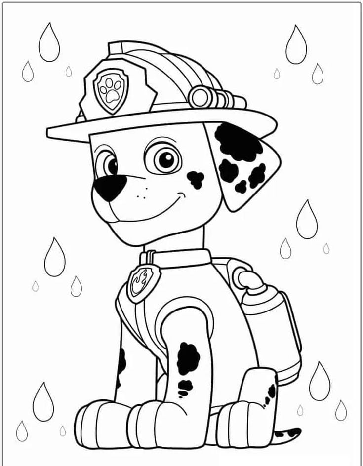 Dibujos de Paw Patrol en la lluvia para colorear