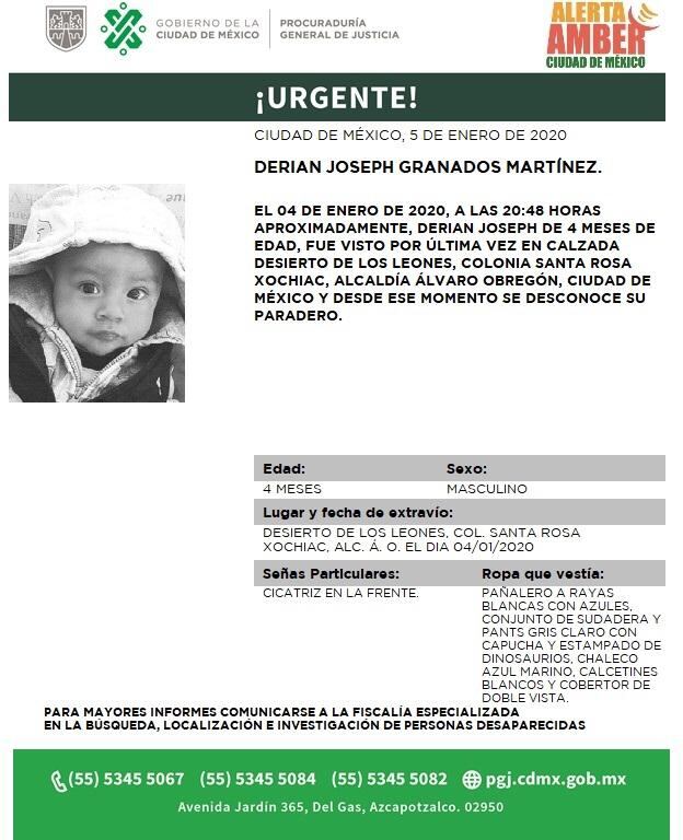 Derian Joseph Granados Martínez. Alerta Amber