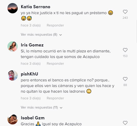 Reacciones a la denuncia en TikTok de estafa en un cajero automático