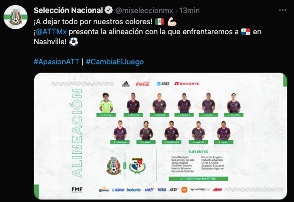 Alineación Selección Mexicana