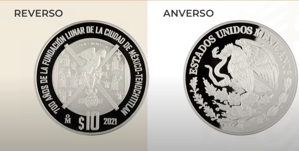 Moneda de 10 pesos de la Fundación Lunar de la Ciudad de México