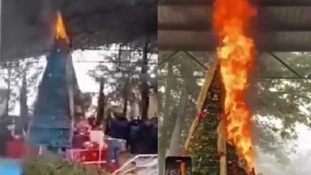 Arbolito se quema en escuela de Puebla y quedó arruinada la Navidad