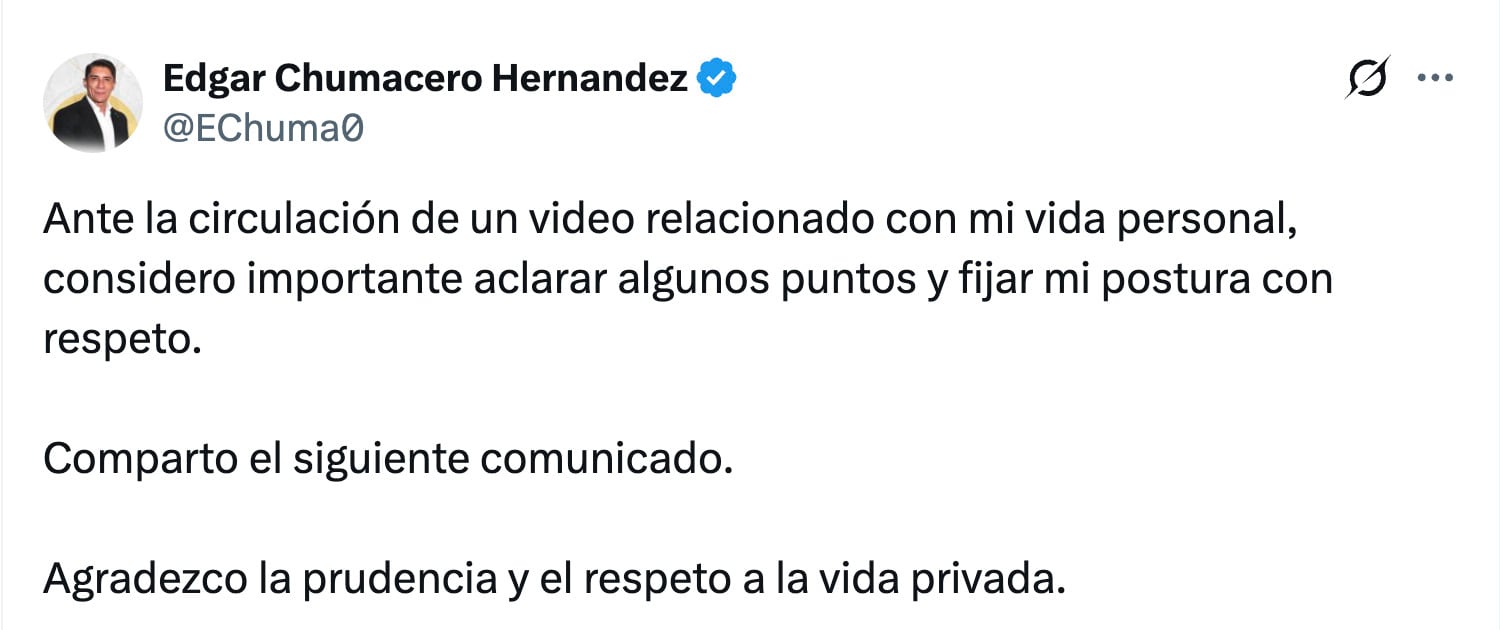 Edgar Chumacero responde a rumores de infidelidad tras video