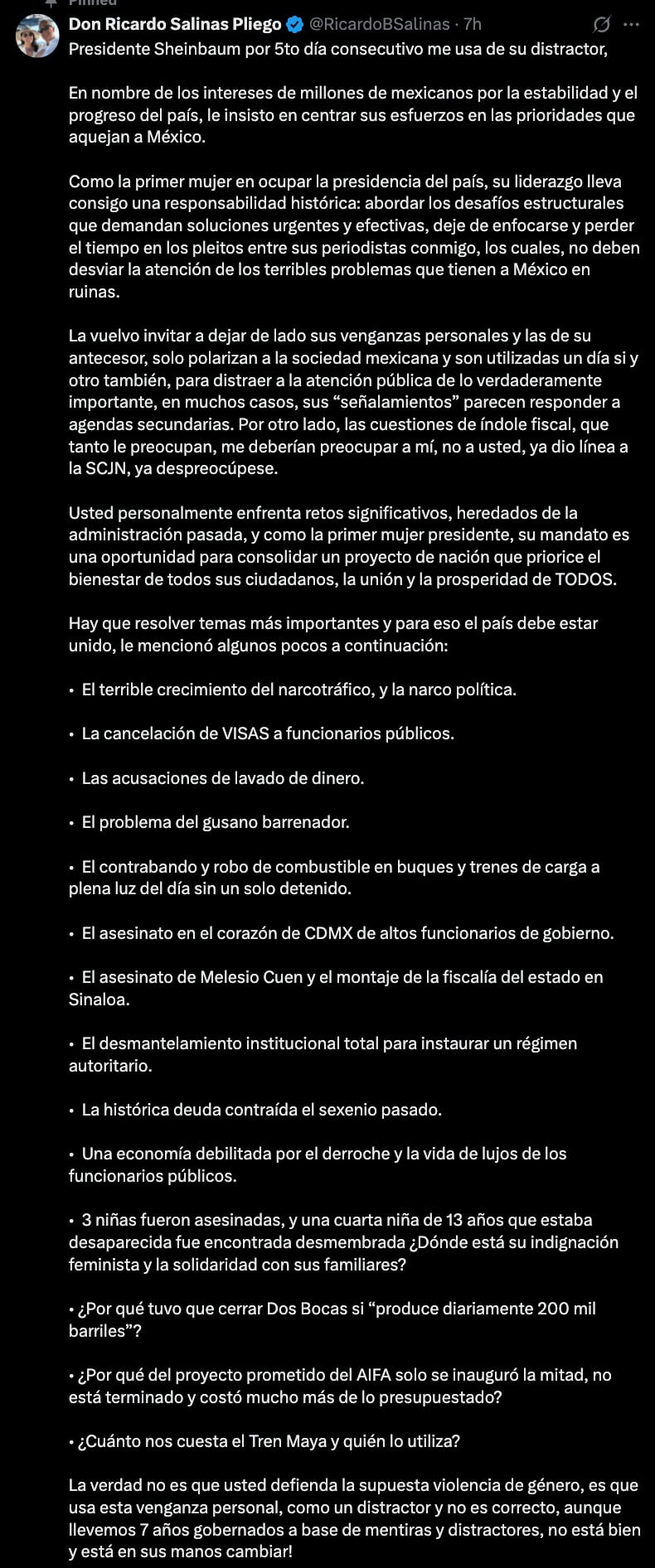 Ricardo Salinas Pliego en X