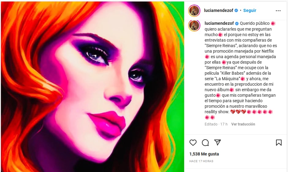 Lucía Méndez dice que no acudió a Pinky Promise, porque ella sí tiene trabajo