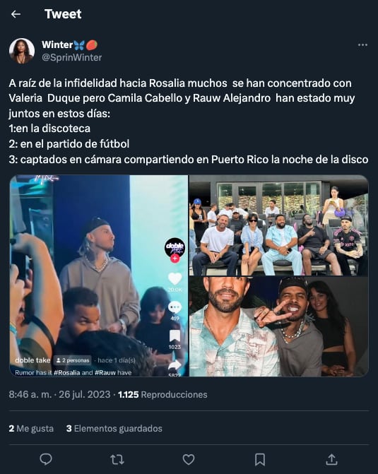 Camila Cabello es señalada por ser con quien Rauw Alejandro le fue infiel a Rosalía