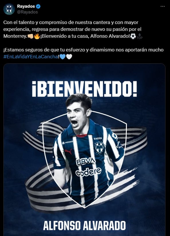 Alfonso Alvarado, segundo refuerzo de Rayados
