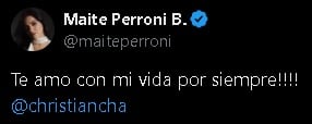 Maite Perroni manda mensaje de apoyo a Christian Chávez.