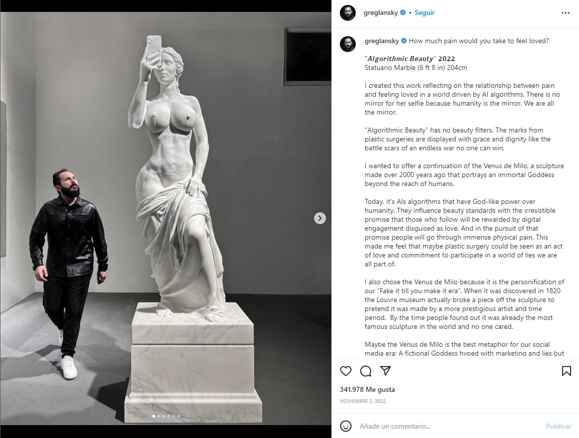 Greg Lansky, autor de la escultora Algorithmic Beauty