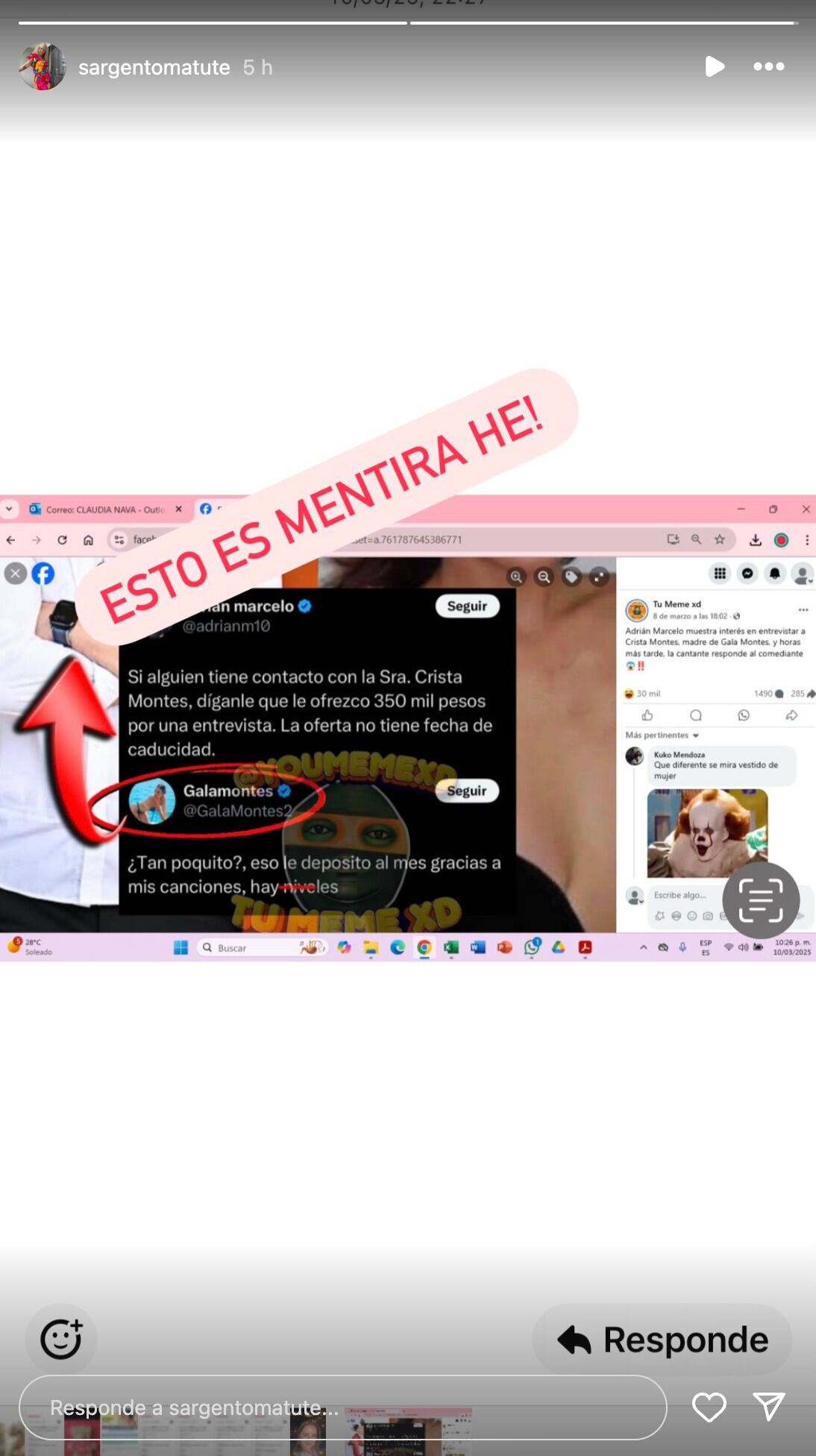¿Gala Montes le respondió a Adrián Marcelo? Crista Montes lo aclara
