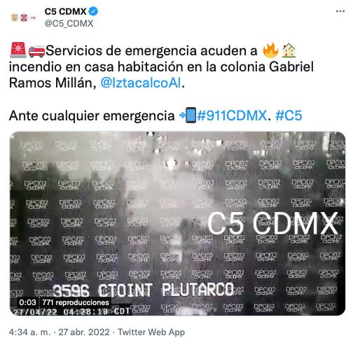 tuits sobre del incendio de la colonia de Ramos Millan