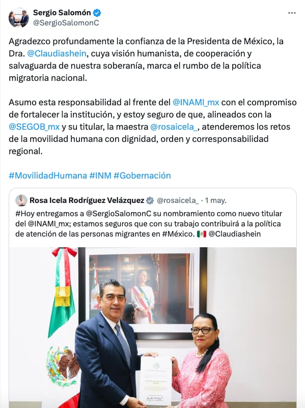 Sergio Salomón Céspedes recibe nombramiento como titular del INM