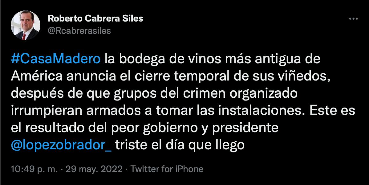Casa Madero cerraría tras invasión violenta en sus instalaciones por personas armadas